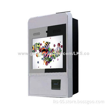 Wall-mounted internet kiosk terminal with 17-inch touchscreen and Wi-Fi function